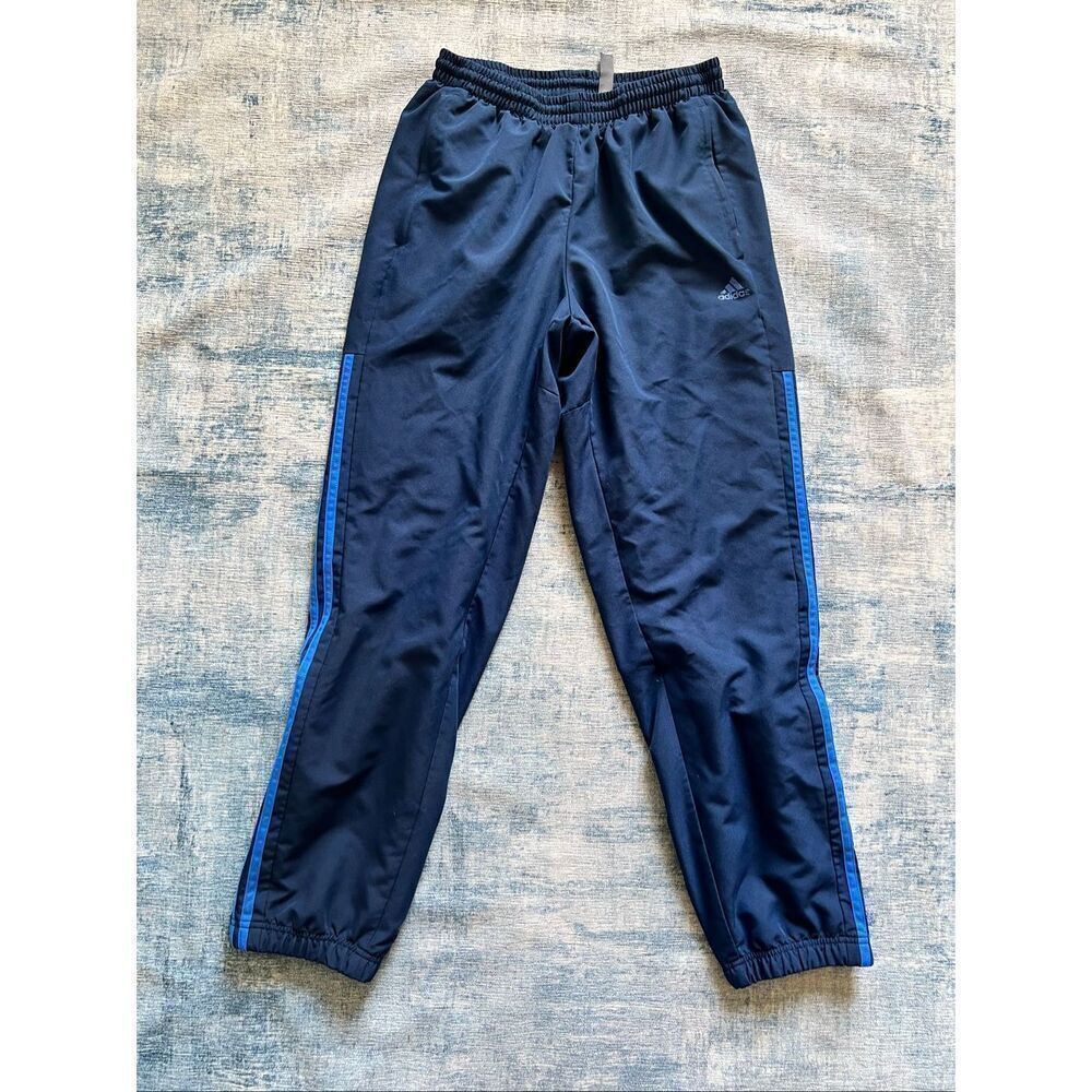 Adidas Dark Blue Light Blue Tri Stripe Athletic Zip Hem Jogger Track Pants M